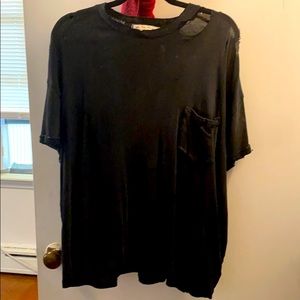 Free People vintage ripped black t-shirt.